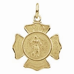 14K Yellow 25 mm St. Florian Medal Pendant