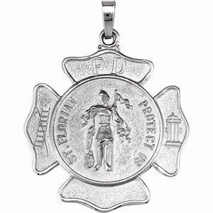 14K Yellow 25 mm St. Florian Medal Pendant