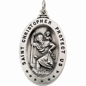 14K Yellow 25x18 mm Oval St. Christopher Medal