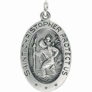 14K Yellow 25x18 mm Oval St. Christopher Medal