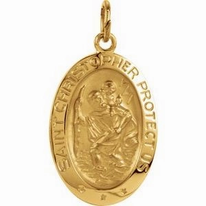 14K Yellow 25x18 mm Oval St. Christopher Medal