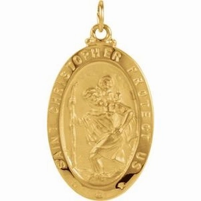 14K Yellow 25x18 mm Oval St. Christopher Medal