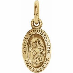 14K Yellow 25x18 mm Oval St. Christopher Medal