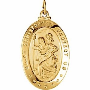 14K Yellow 25x18 mm Oval St. Christopher Medal