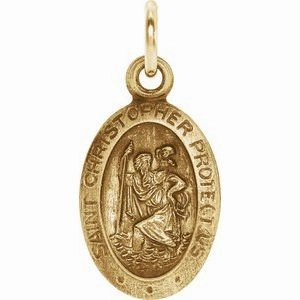 14K Yellow 25x18 mm Oval St. Christopher Medal