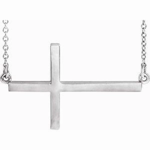 14K Yellow 28x16.2 mm Sideways Cross 16-18" Necklace