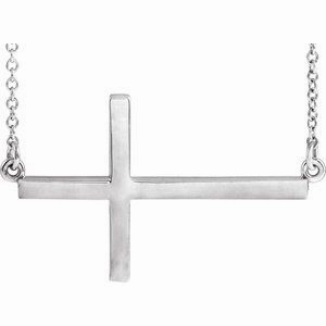 14K Yellow 28x16.2 mm Sideways Cross 16-18" Necklace