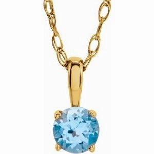 14K Yellow 3 mm Imitation Mozambique Garnet Youth Solitaire 14" Necklace