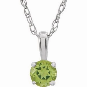 14K Yellow 3 mm Imitation Mozambique Garnet Youth Solitaire 14" Necklace