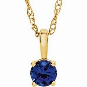 14K Yellow 3 mm Imitation Mozambique Garnet Youth Solitaire 14" Necklace