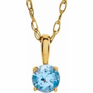 14K Yellow 3 mm Imitation Mozambique Garnet Youth Solitaire 14" Necklace