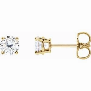 14K Yellow 4 mm Stuller Lab-Grown Moissanite Stud Earrings