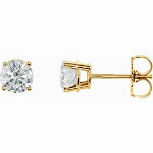 14K Yellow 4 mm Stuller Lab-Grown Moissanite Stud Earrings
