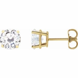 14K Yellow 4 mm Stuller Lab-Grown Moissanite Stud Earrings