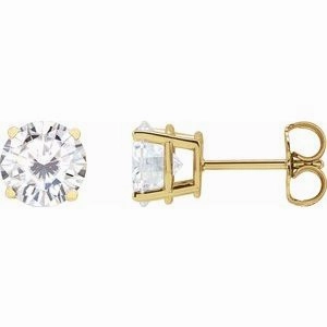 14K Yellow 4 mm Stuller Lab-Grown Moissanite Stud Earrings