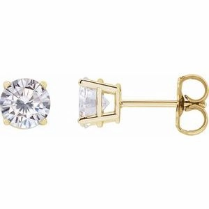 14K Yellow 4 mm Stuller Lab-Grown Moissanite Stud Earrings