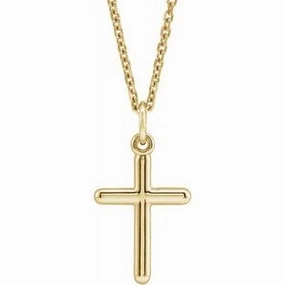 14K Yellow Cross 18" Necklace