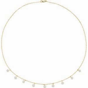 14K Yellow Cultured White Freshwater Pearl 18" Necklace