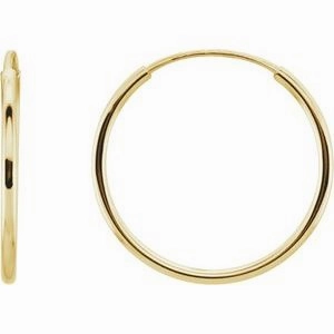 14K Yellow Endless Tube 10 mm Hoop Earring