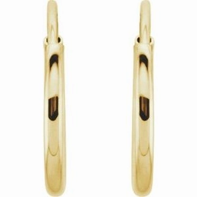14K Yellow Endless Tube 10 mm Hoop Earring