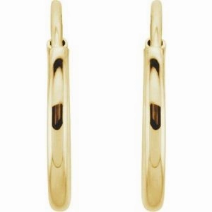 14K Yellow Endless Tube 10 mm Hoop Earring