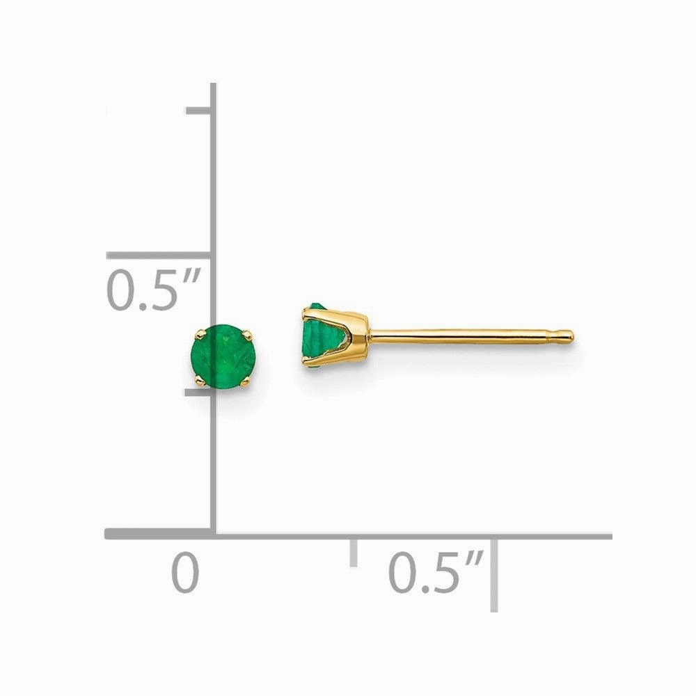 14k Yellow Gold 3mm May/Emerald Post Earrings
