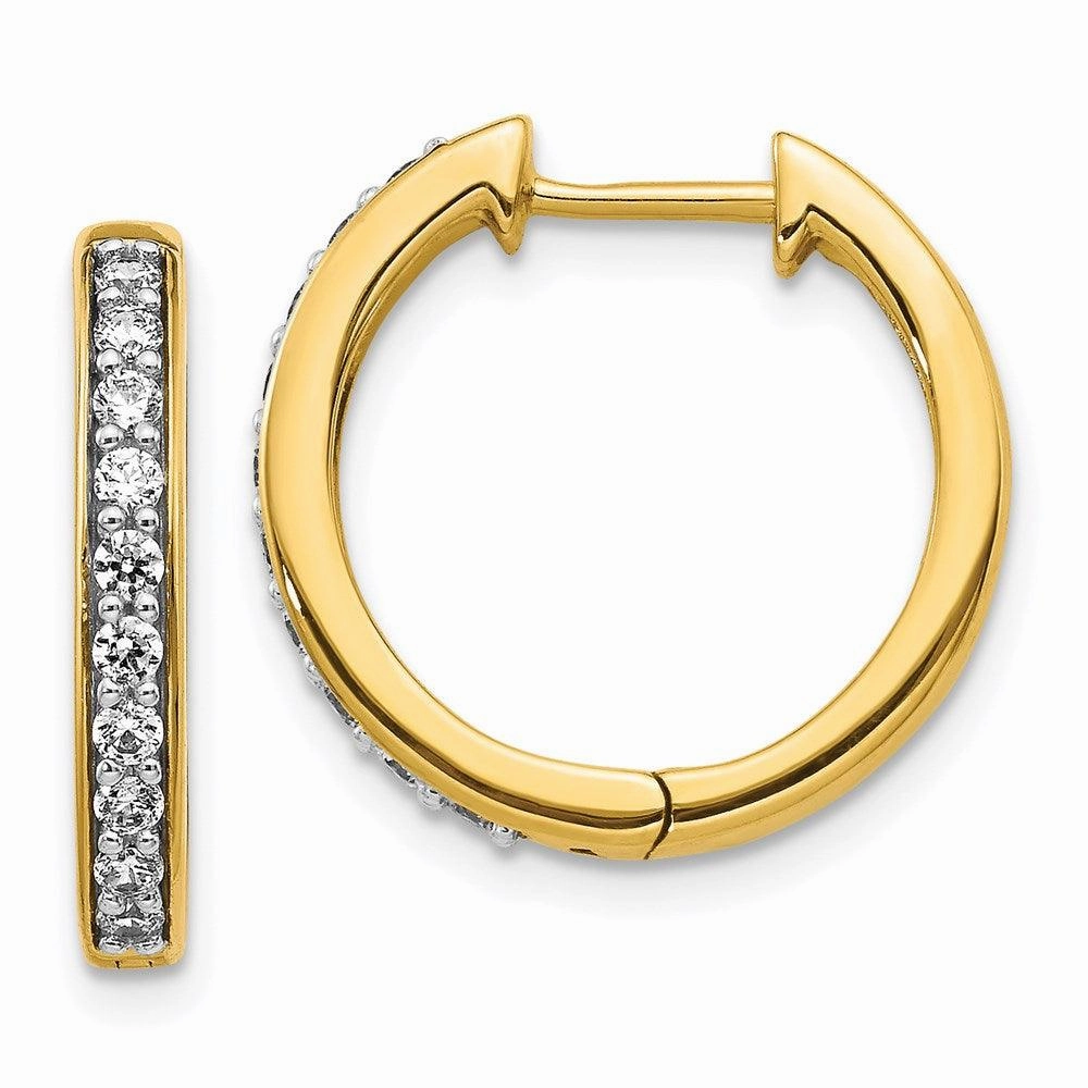 14k Yellow Gold Diamond Hoop Earrings