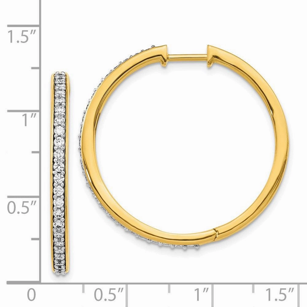 14k Yellow Gold Diamond Hoop Earrings