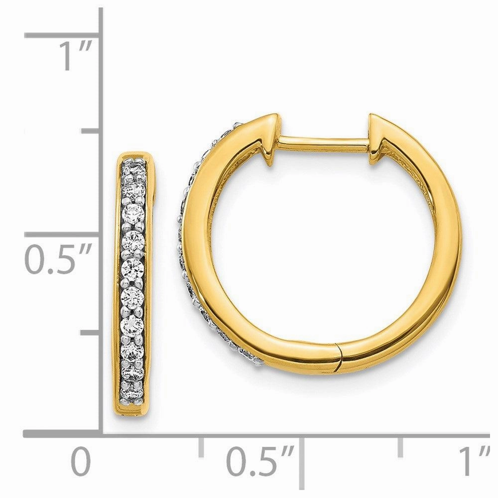14k Yellow Gold Diamond Hoop Earrings