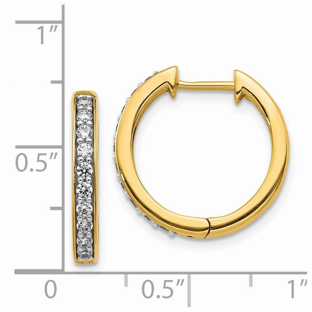 14k Yellow Gold Diamond Hoop Earrings
