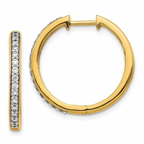 14k Yellow Gold Diamond Hoop Earrings