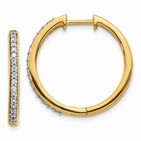 14k Yellow Gold Diamond Hoop Earrings