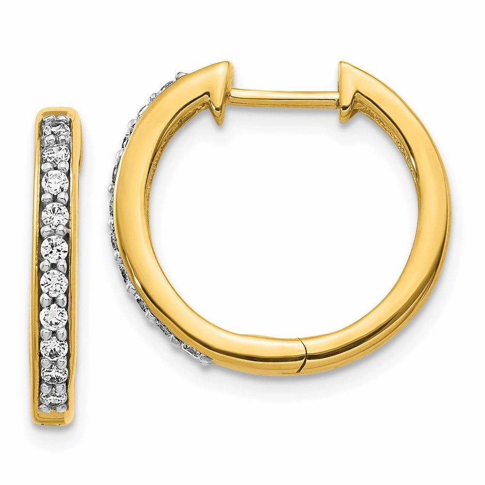 14k Yellow Gold Diamond Hoop Earrings