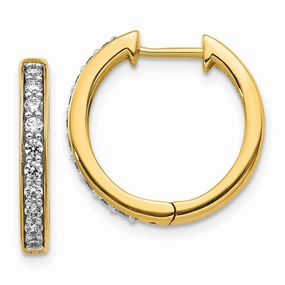 14k Yellow Gold Diamond Hoop Earrings
