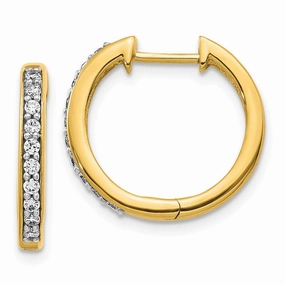 14k Yellow Gold Diamond Hoop Earrings