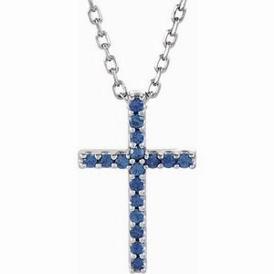 14K Yellow Natural Amethyst Petite Cross 16" Necklace