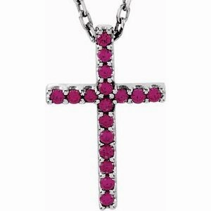 14K Yellow Natural Amethyst Petite Cross 16" Necklace