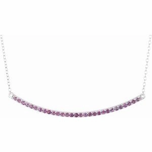 14K Yellow Natural Pink Sapphire Bar 16-18" Necklace