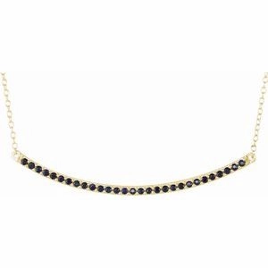14K Yellow Natural Pink Sapphire Bar 16-18" Necklace