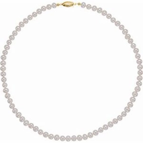14K Yellow Panache Cultured White Freshwater Pearl 18" Necklace