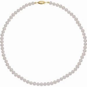 14K Yellow Panache Cultured White Freshwater Pearl 18" Necklace