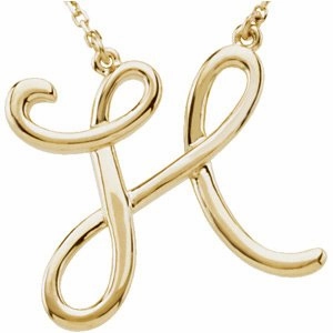 14K Yellow Script Initial A 16" Necklace