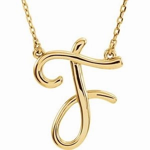 14K Yellow Script Initial A 16" Necklace