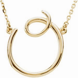 14K Yellow Script Initial A 16" Necklace