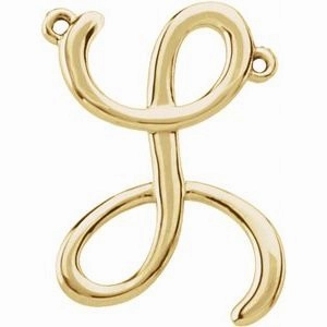 14K Yellow Script Initial D Necklace Center