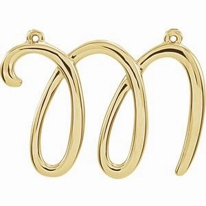 14K Yellow Script Initial D Necklace Center
