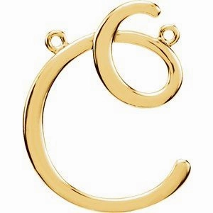 14K Yellow Script Initial D Necklace Center