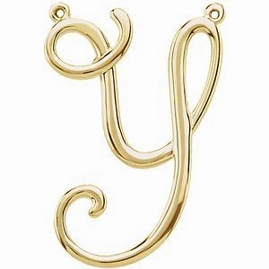 14K Yellow Script Initial D Necklace Center