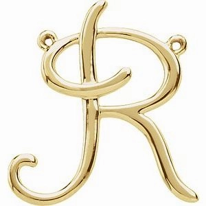 14K Yellow Script Initial D Necklace Center