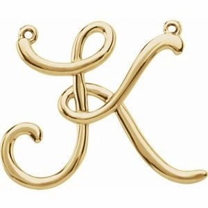 14K Yellow Script Initial D Necklace Center